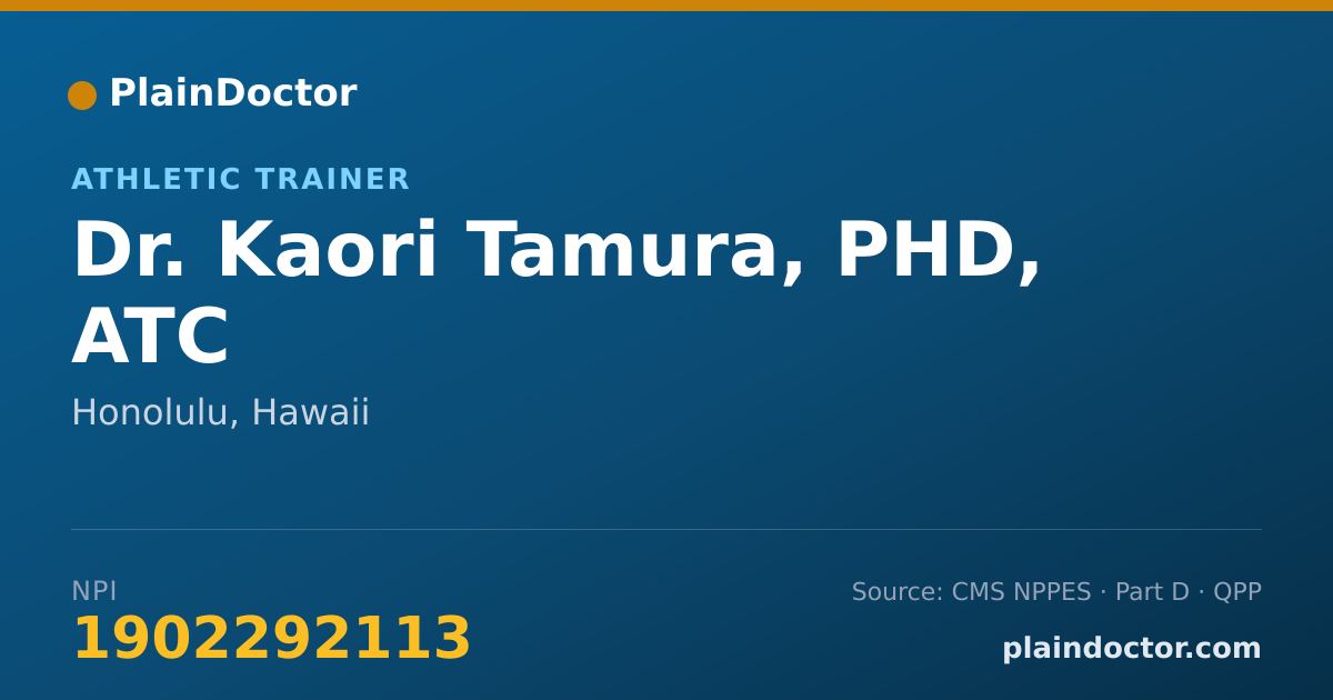 Shareable card for Kaori Tamura, PHD, ATC - Athletic Trainer, Honolulu, HI