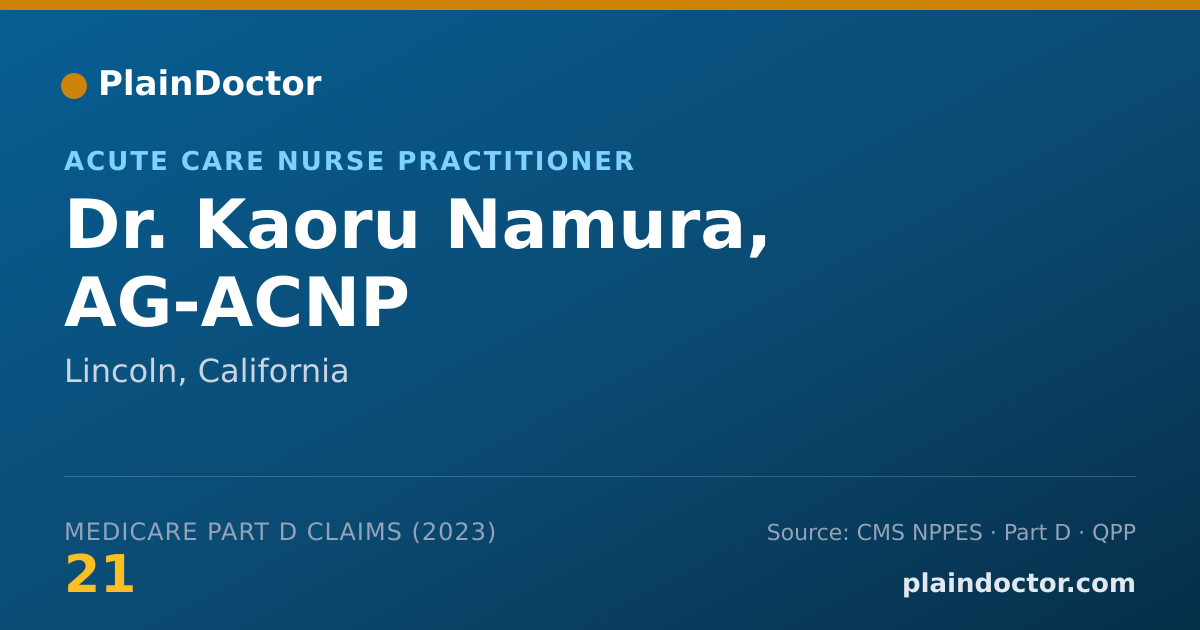 Shareable card for Kaoru Namura, AG-ACNP - Acute Care Nurse Practitioner, Lincoln, CA