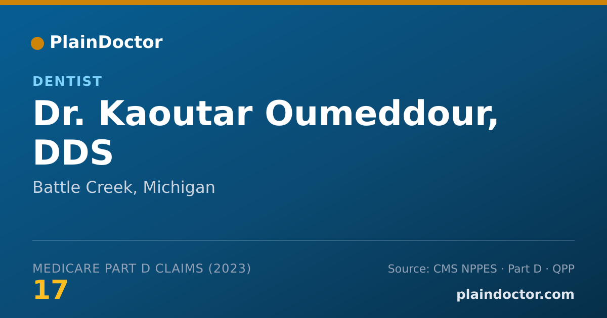 Shareable card for Kaoutar Oumeddour, DDS - Dentist, Battle Creek, MI