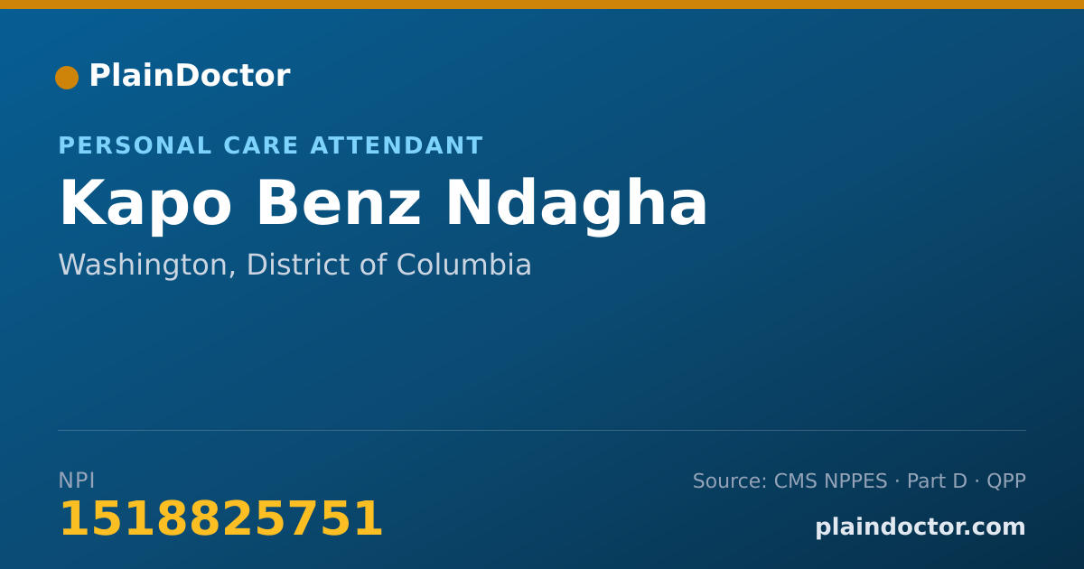 Shareable card for Kapo Benz Ndagha - Personal Care Attendant, Washington, DC