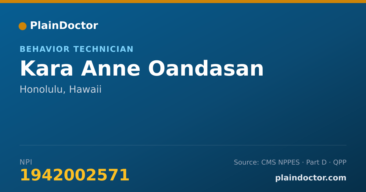 Shareable card for Kara Anne Oandasan - Behavior Technician, Honolulu, HI
