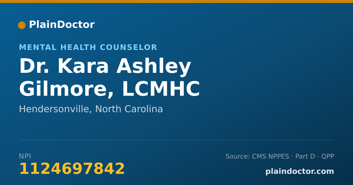 Shareable card for Kara Ashley Gilmore, LCMHC - Mental Health Counselor, Hendersonville, NC
