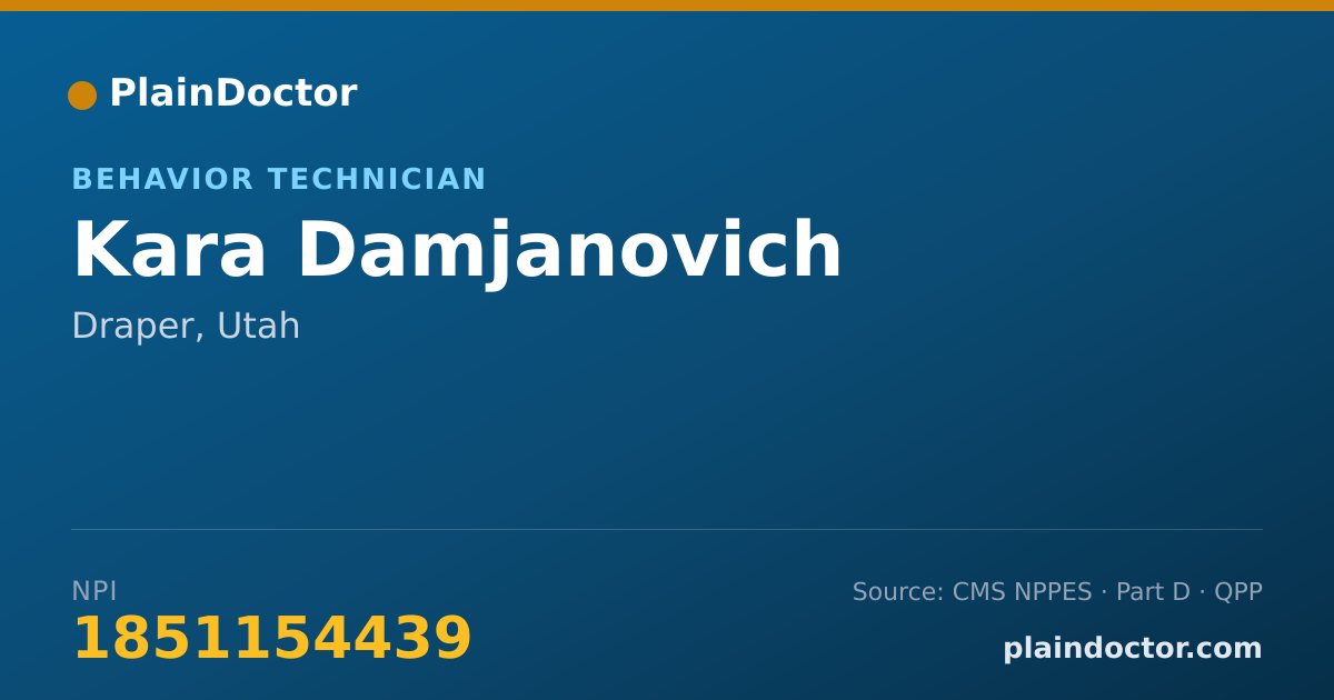 Shareable card for Kara Damjanovich - Behavior Technician, Draper, UT