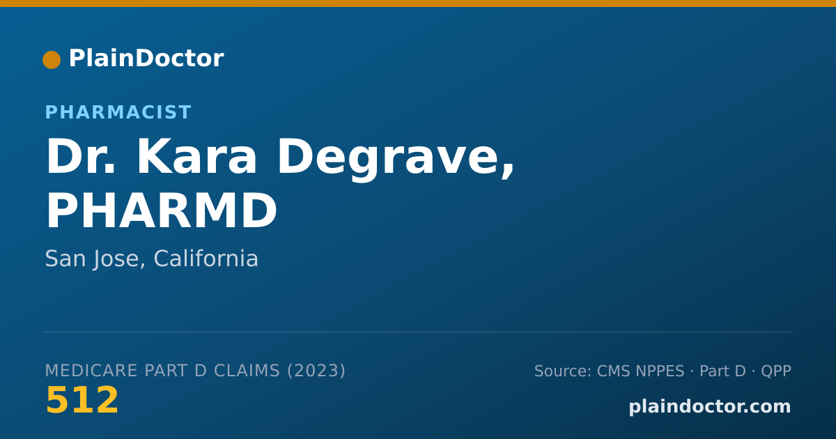 Shareable card for Kara Degrave, PHARMD - Pharmacist, San Jose, CA