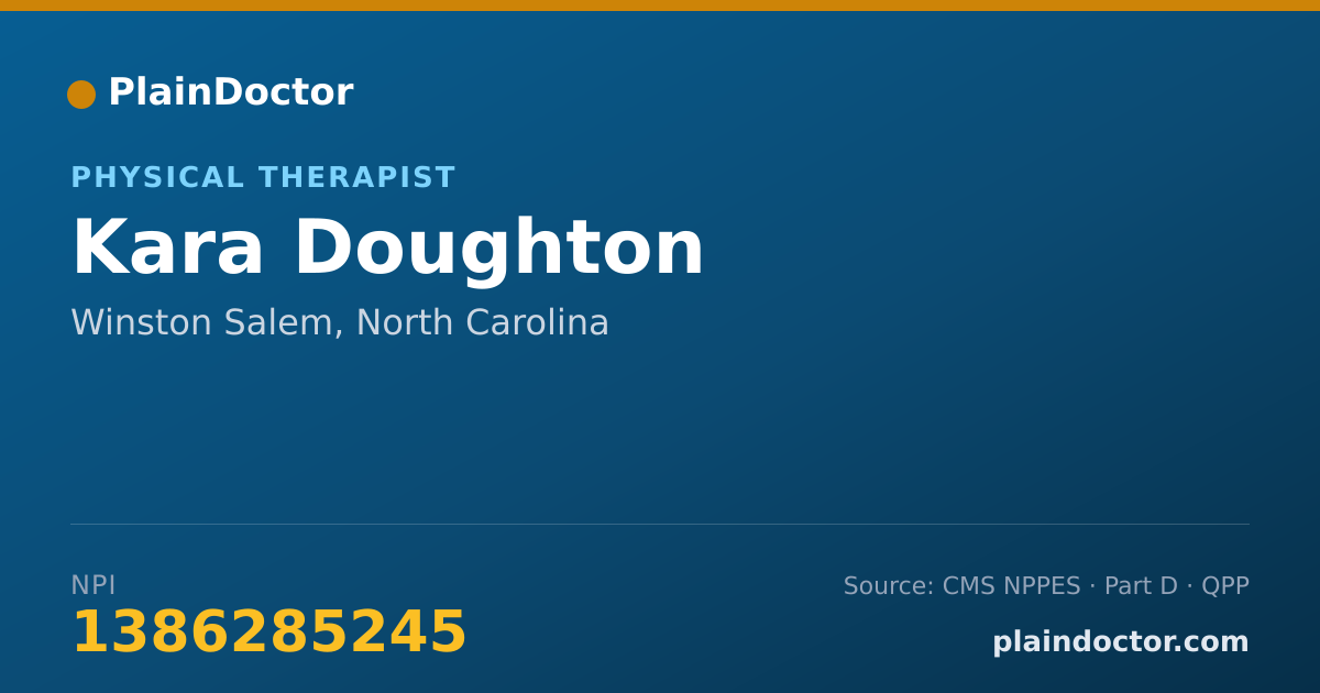 Shareable card for Kara Doughton - Physical Therapist, Winston Salem, NC