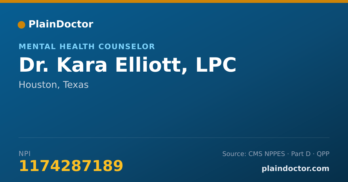 Shareable card for Kara Elliott, LPC - Mental Health Counselor, Houston, TX