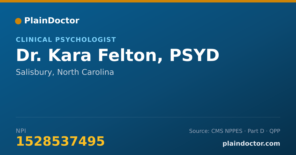 Shareable card for Kara Felton, PSYD - Clinical Psychologist, Salisbury, NC