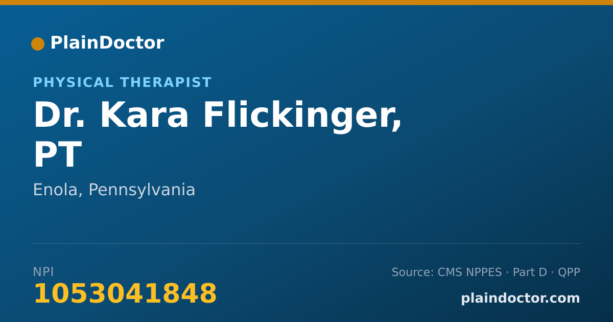 Shareable card for Kara Flickinger, PT - Physical Therapist, Enola, PA
