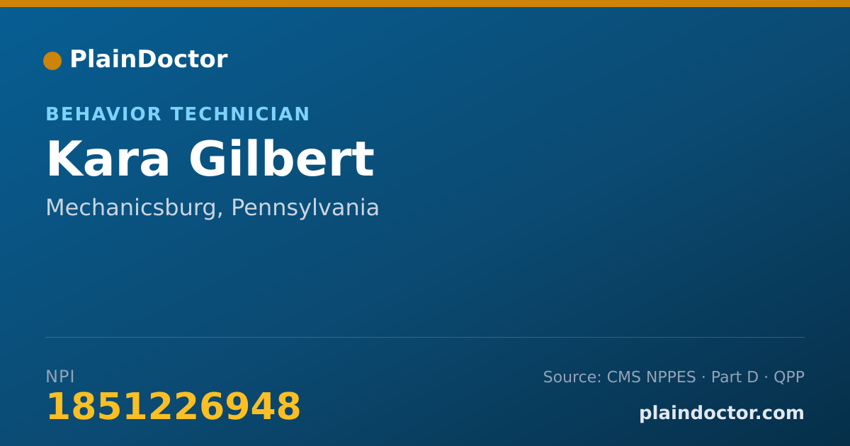 Shareable card for Kara Gilbert - Behavior Technician, Mechanicsburg, PA
