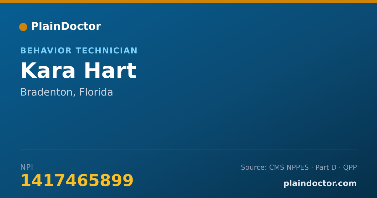 Shareable card for Kara Hart - Behavior Technician, Bradenton, FL