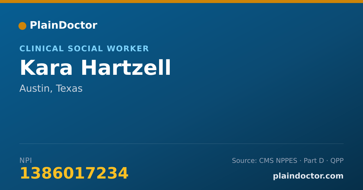Shareable card for Kara Hartzell - Clinical Social Worker, Austin, TX