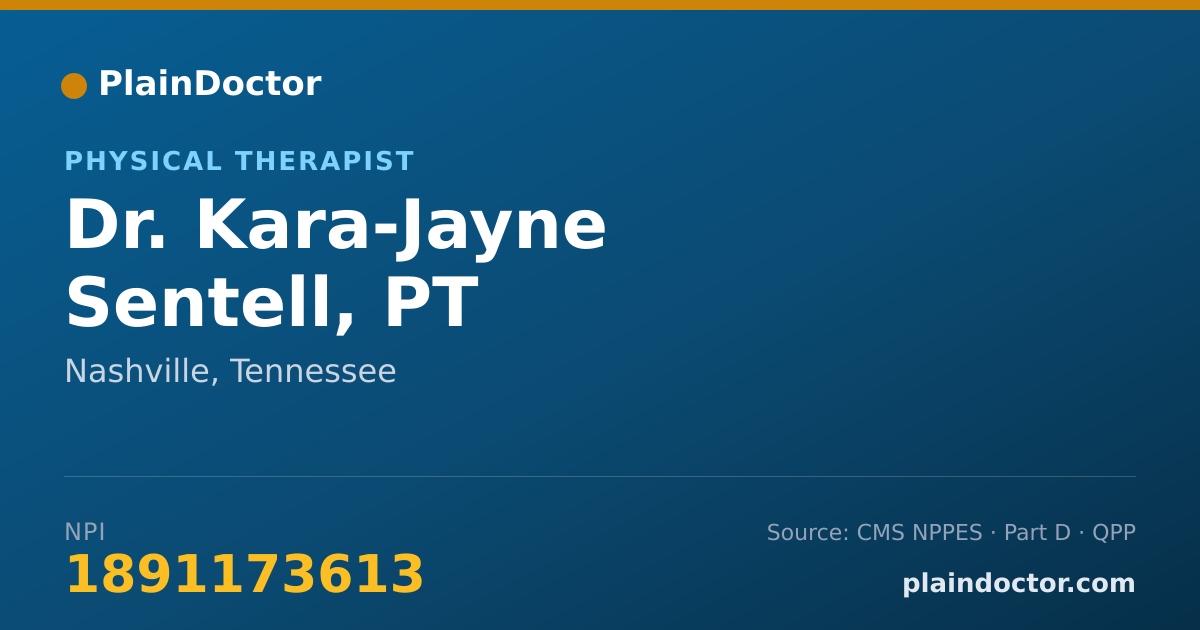 Shareable card for Kara-Jayne Sentell, PT - Physical Therapist, Nashville, TN