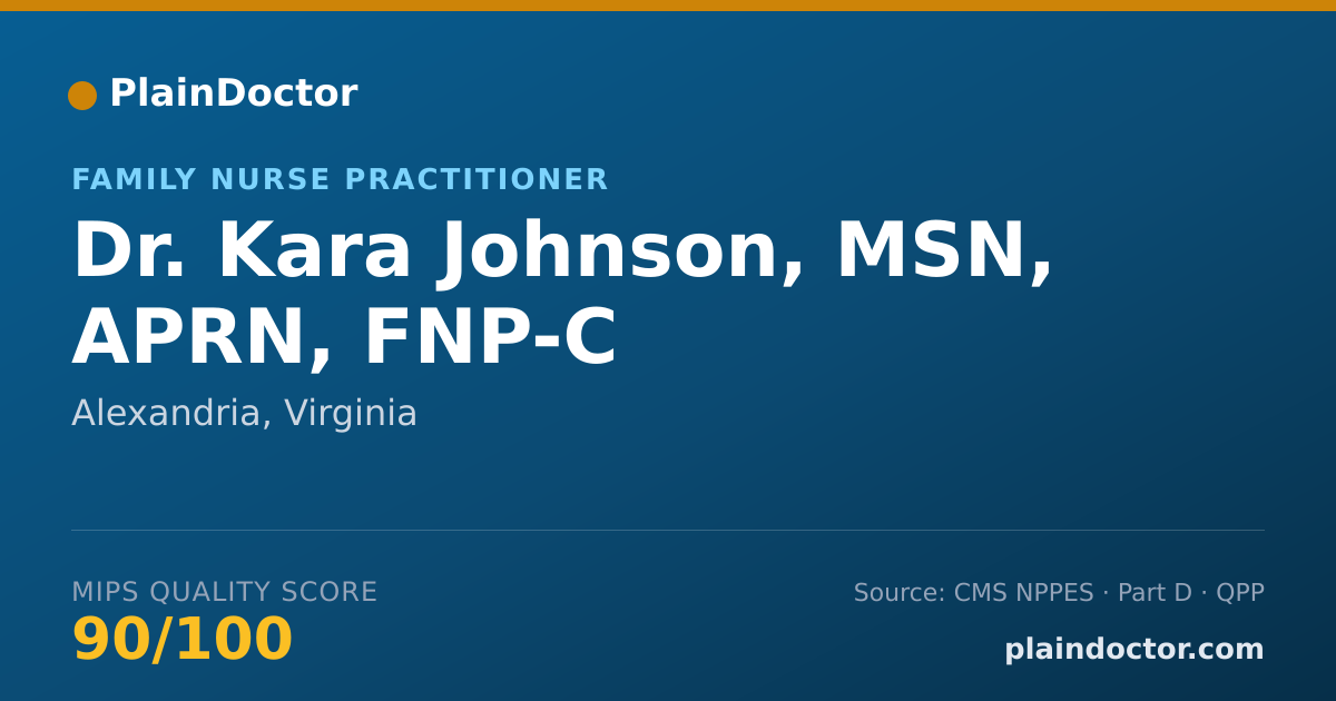 Shareable card for Kara Johnson, MSN, APRN, FNP-C - Family Nurse Practitioner, Alexandria, VA