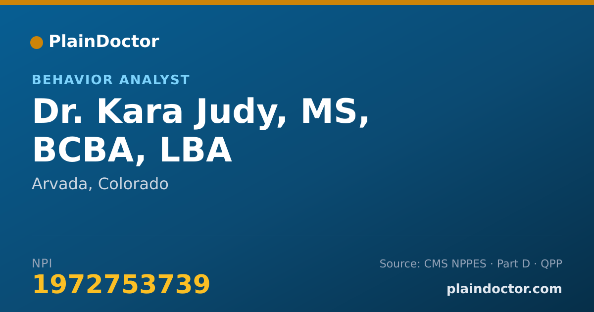 Shareable card for Kara Judy, MS, BCBA, LBA - Behavior Analyst, Arvada, CO