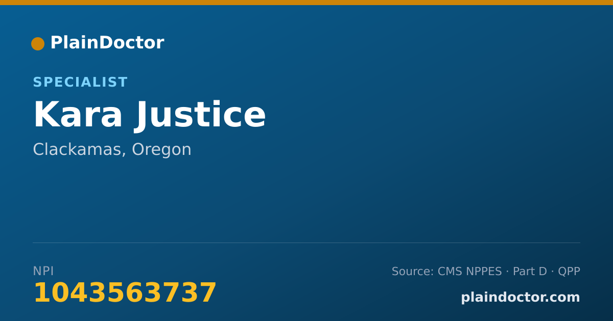 Shareable card for Kara Justice - Specialist, Clackamas, OR