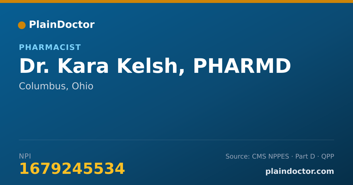 Shareable card for Kara Kelsh, PHARMD - Pharmacist, Columbus, OH