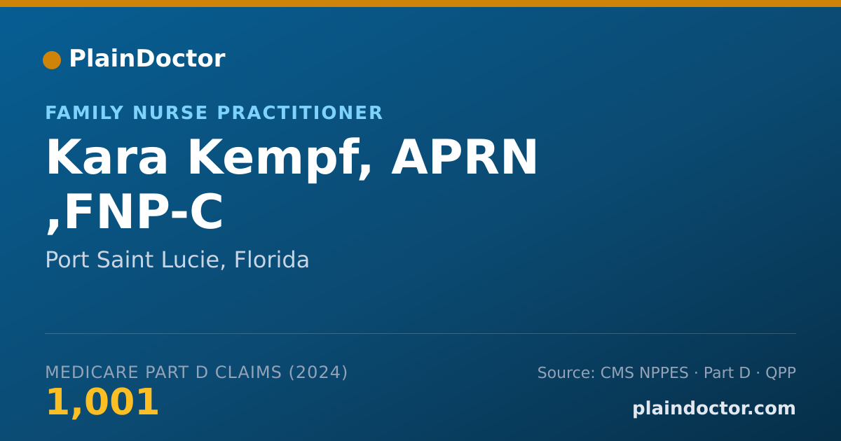 Shareable card for Kara Kempf, APRN ,FNP-C - Family Nurse Practitioner, Port Saint Lucie, FL
