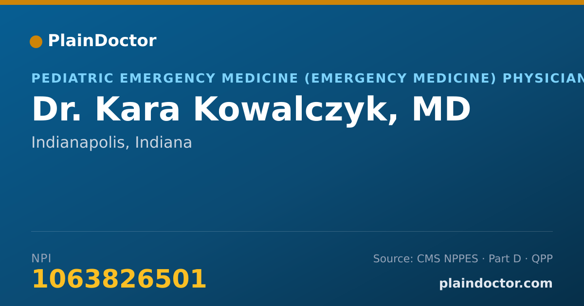 Shareable card for Kara Kowalczyk, MD - Pediatric Emergency Medicine (Emergency Medicine) Physician, Indianapolis, IN