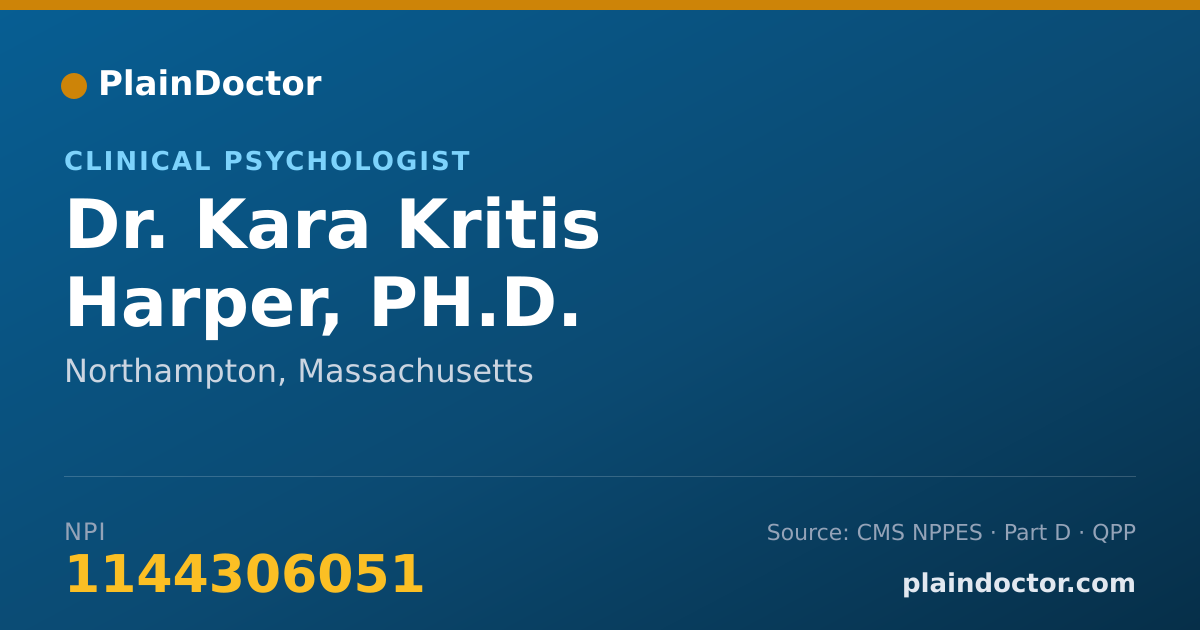 Shareable card for Kara Kritis Harper, PH.D. - Clinical Psychologist, Northampton, MA