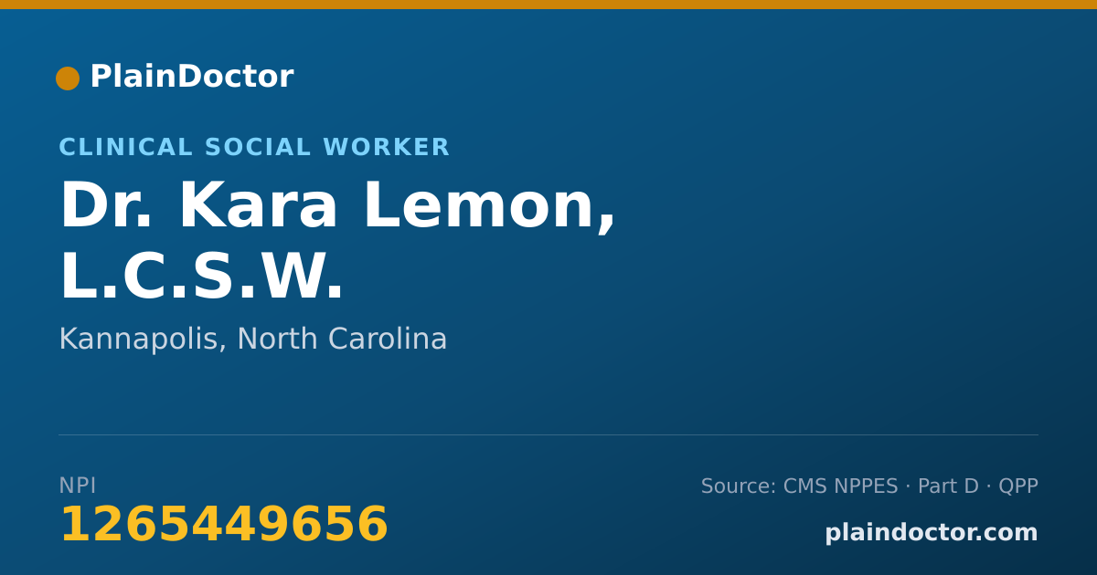 Shareable card for Kara Lemon, L.C.S.W. - Clinical Social Worker, Kannapolis, NC
