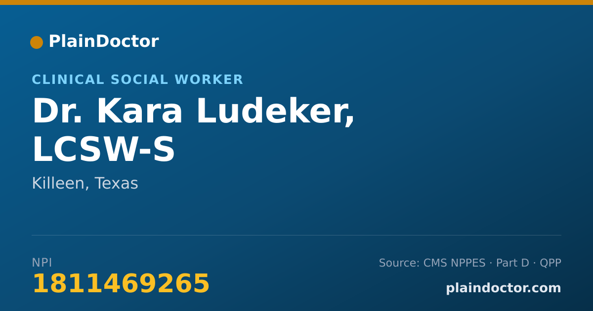 Shareable card for Kara Ludeker, LCSW-S - Clinical Social Worker, Killeen, TX