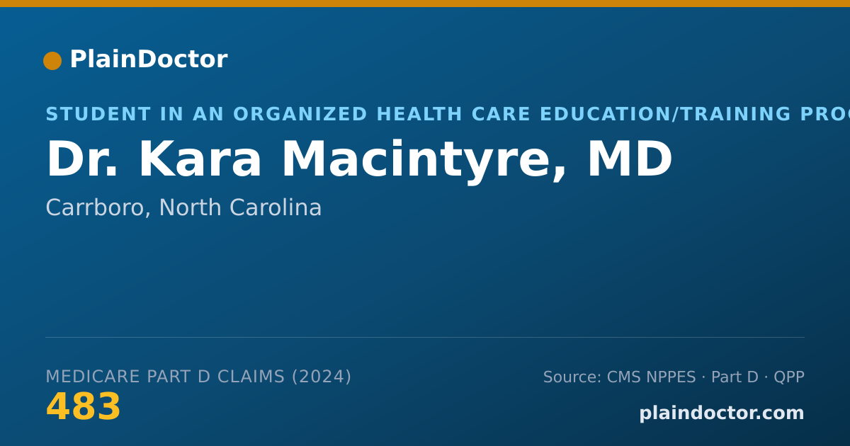 Shareable card for Kara Macintyre, MD - Student in an Organized Health Care Education/Training Program, Carrboro, NC