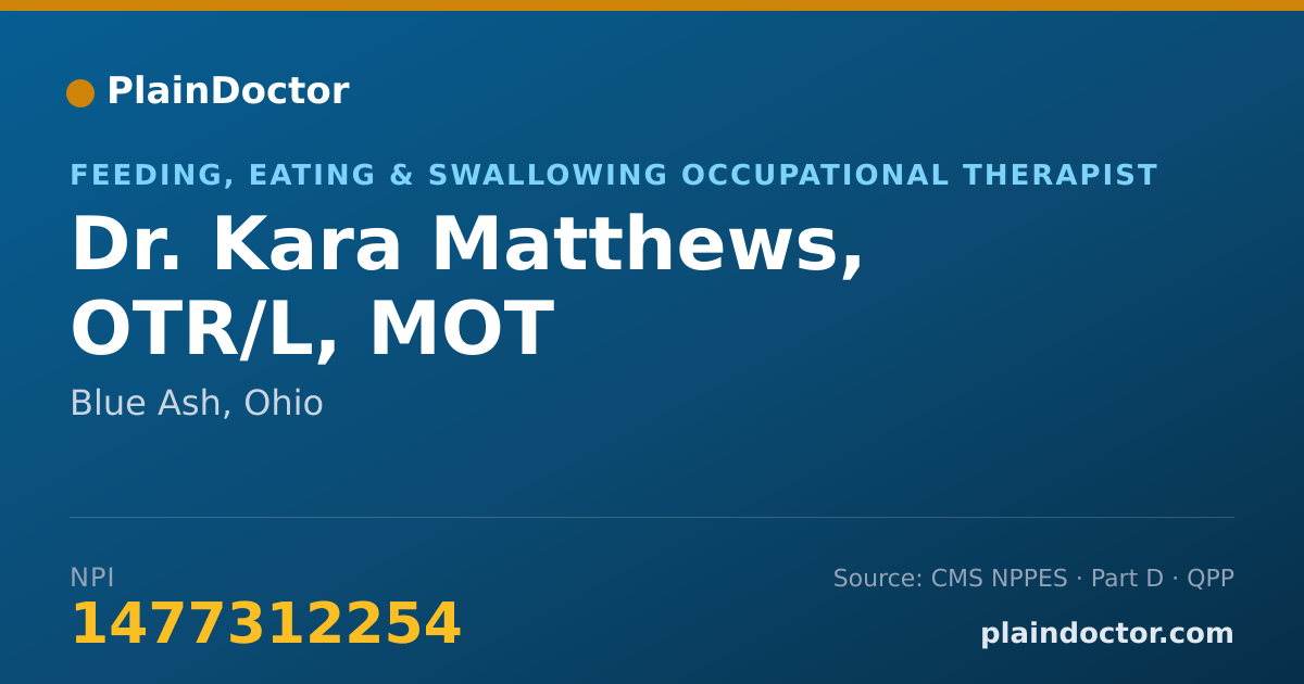 Shareable card for Kara Matthews, OTR/L, MOT - Feeding, Eating & Swallowing Occupational Therapist, Blue Ash, OH
