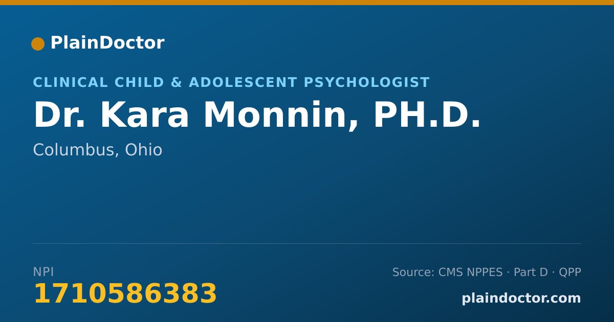 Shareable card for Kara Monnin, PH.D. - Clinical Child & Adolescent Psychologist, Columbus, OH
