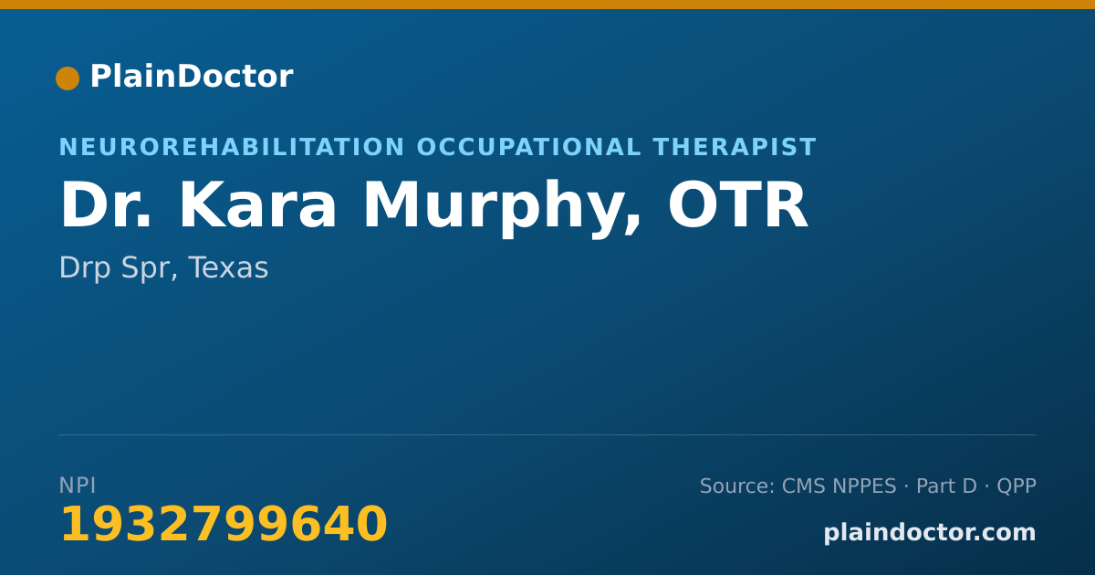 Shareable card for Kara Murphy, OTR - Neurorehabilitation Occupational Therapist, Drp Spr, TX
