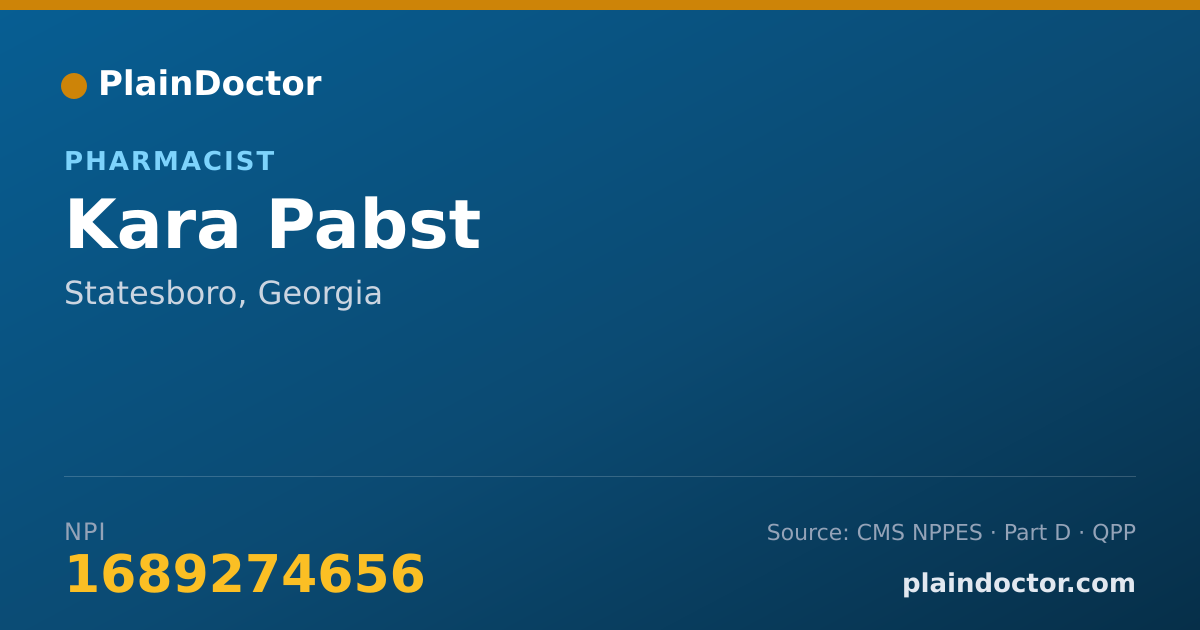Shareable card for Kara Pabst - Pharmacist, Statesboro, GA