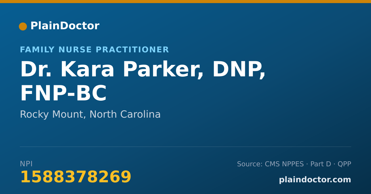 Shareable card for Kara Parker, DNP, FNP-BC - Family Nurse Practitioner, Rocky Mount, NC