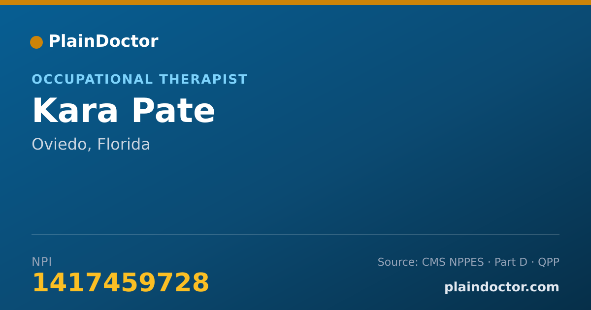 Shareable card for Kara Pate - Occupational Therapist, Oviedo, FL
