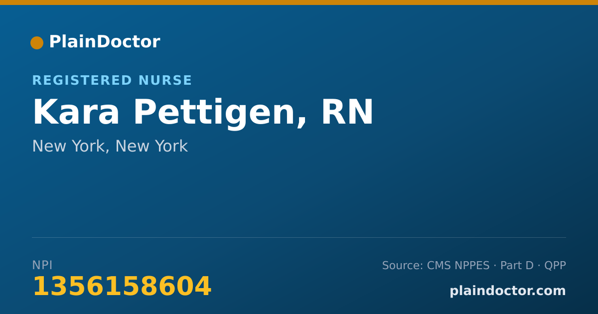 Shareable card for Kara Pettigen, RN - Registered Nurse, New York, NY