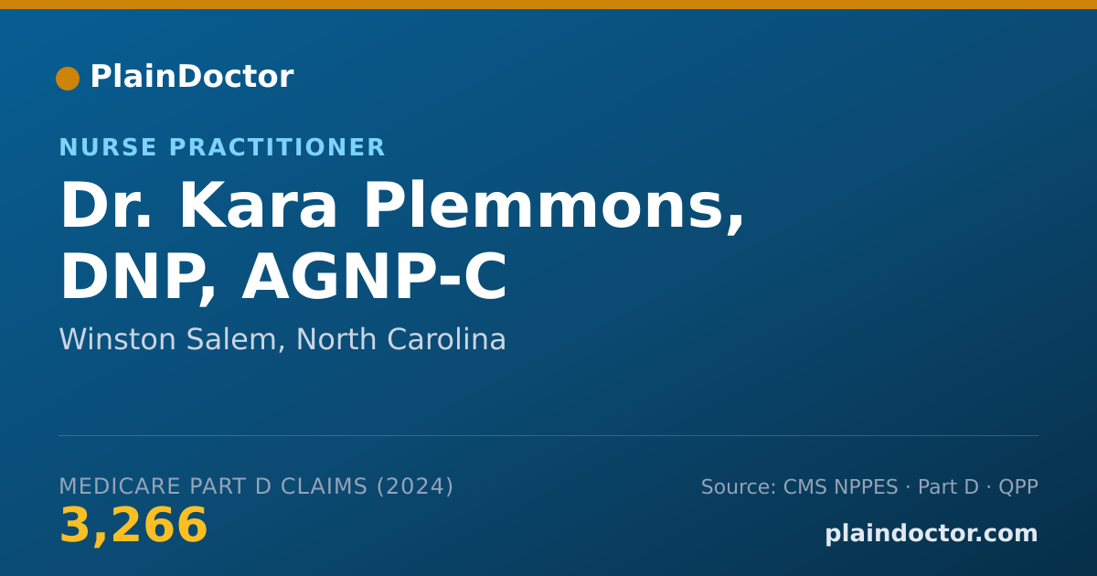 Shareable card for Kara Plemmons, DNP, AGNP-C - Nurse Practitioner, Winston Salem, NC