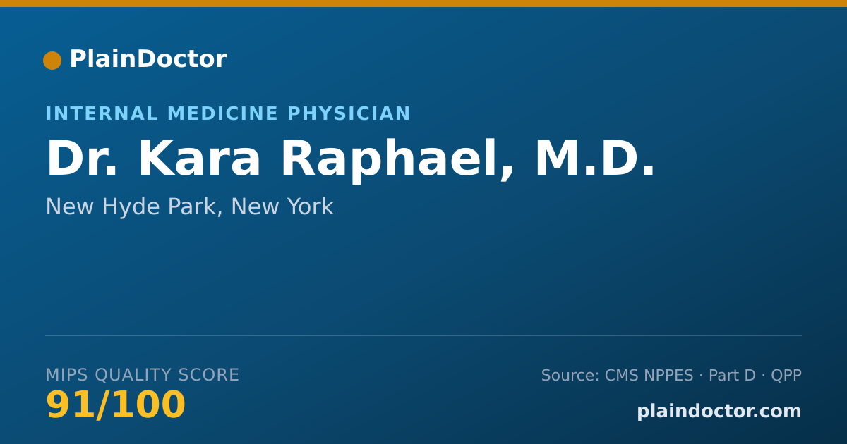 Shareable card for Kara Raphael, M.D. - Internal Medicine Physician, New Hyde Park, NY