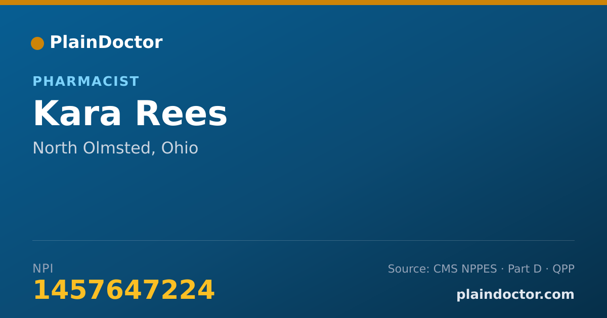 Shareable card for Kara Rees - Pharmacist, North Olmsted, OH