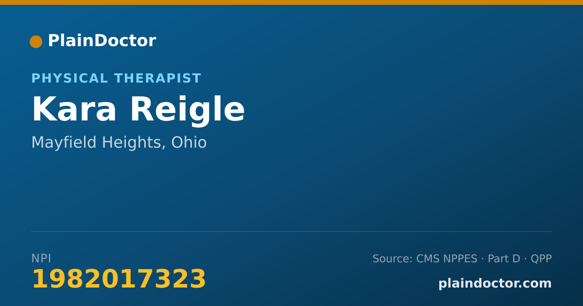 Shareable card for Kara Reigle - Physical Therapist, Mayfield Heights, OH