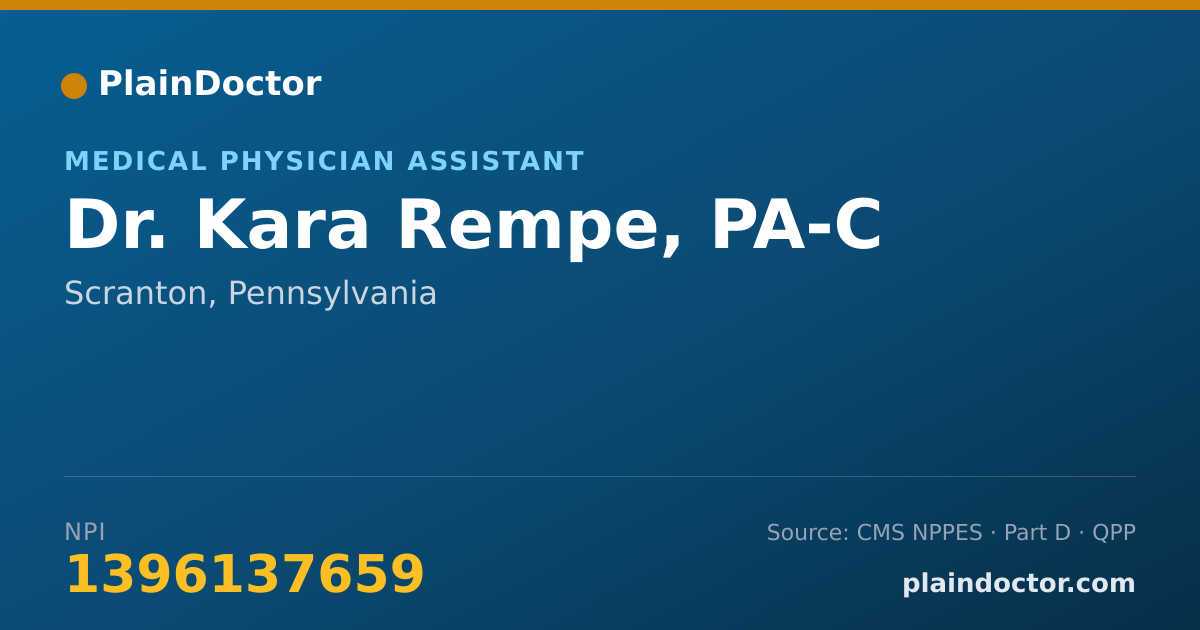 Shareable card for Kara Rempe, PA-C - Medical Physician Assistant, Scranton, PA