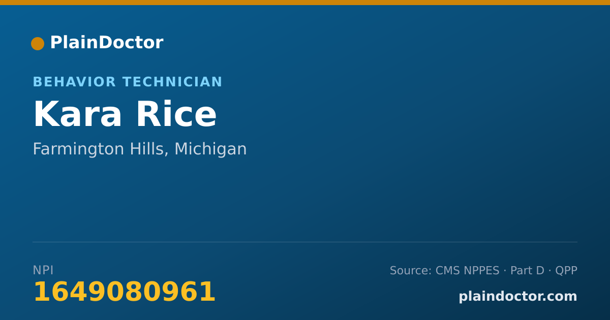 Shareable card for Kara Rice - Behavior Technician, Farmington Hills, MI