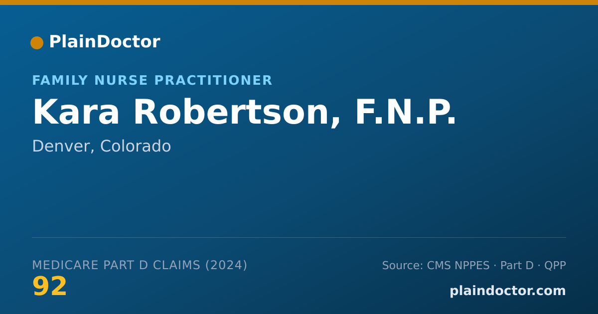 Shareable card for Kara Robertson, F.N.P. - Family Nurse Practitioner, Denver, CO