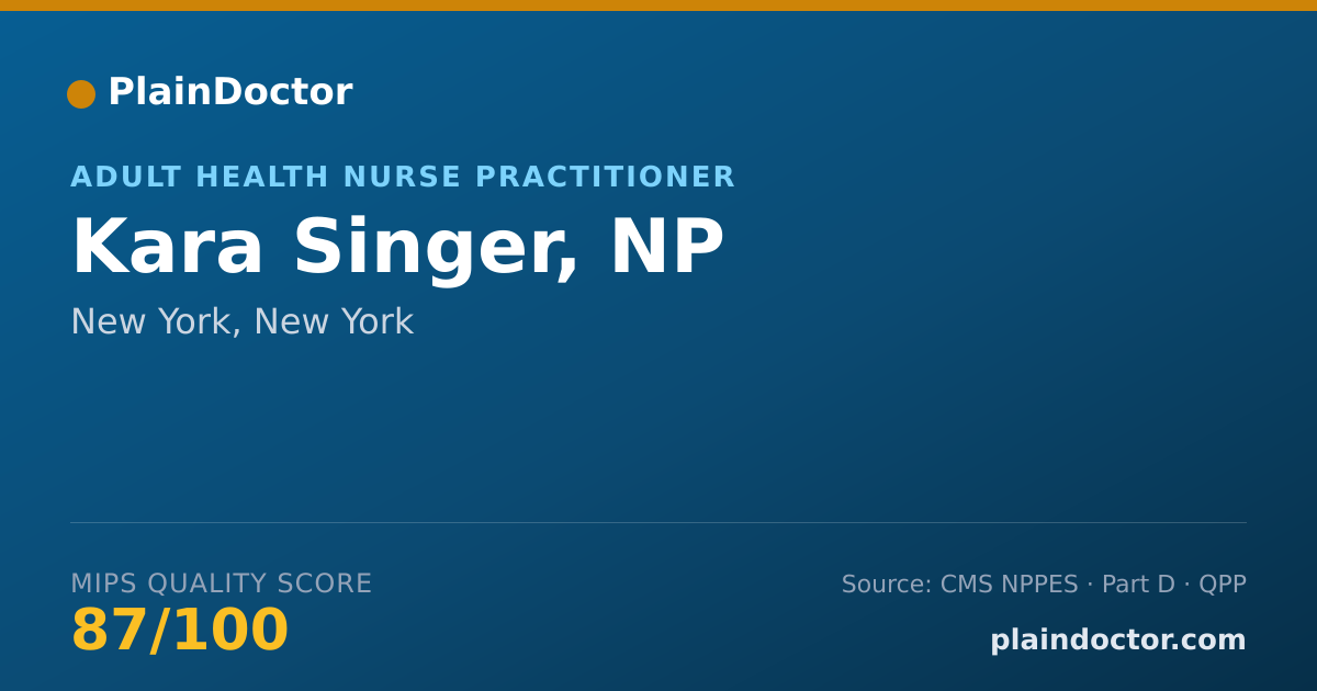 Shareable card for Kara Singer, NP - Adult Health Nurse Practitioner, New York, NY