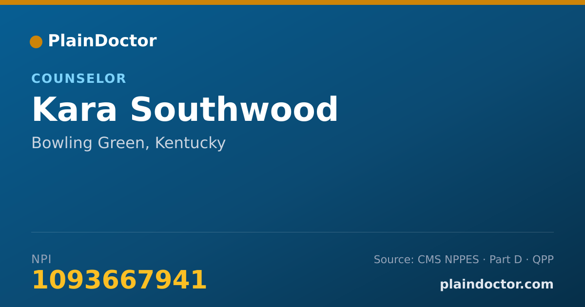 Shareable card for Kara Southwood - Counselor, Bowling Green, KY