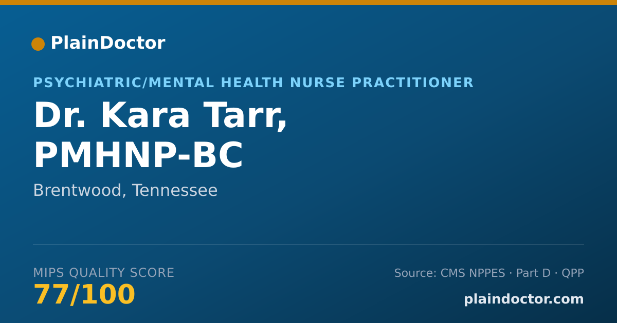 Shareable card for Kara Tarr, PMHNP-BC - Psychiatric/Mental Health Nurse Practitioner, Brentwood, TN