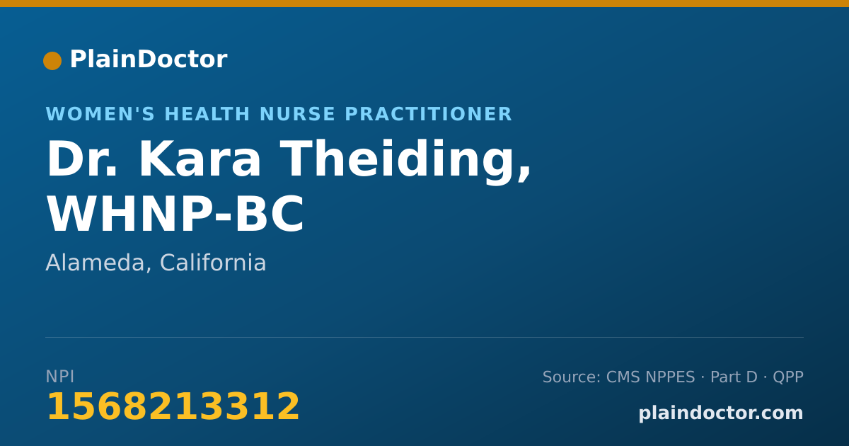 Shareable card for Kara Theiding, WHNP-BC - Women's Health Nurse Practitioner, Alameda, CA