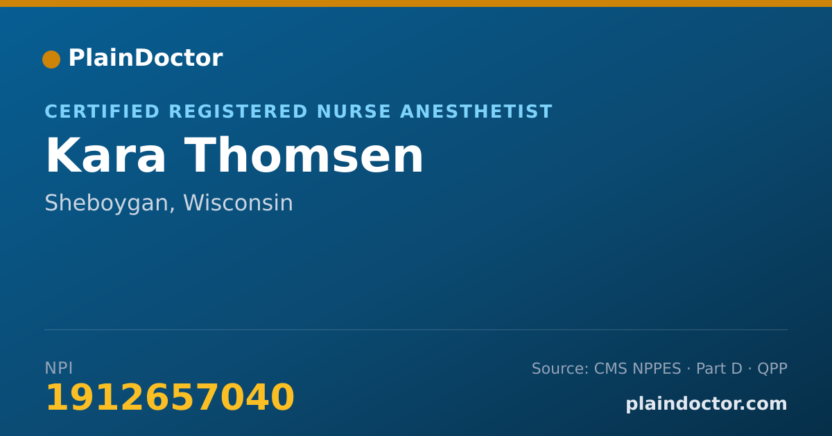 Shareable card for Kara Thomsen - Certified Registered Nurse Anesthetist, Sheboygan, WI