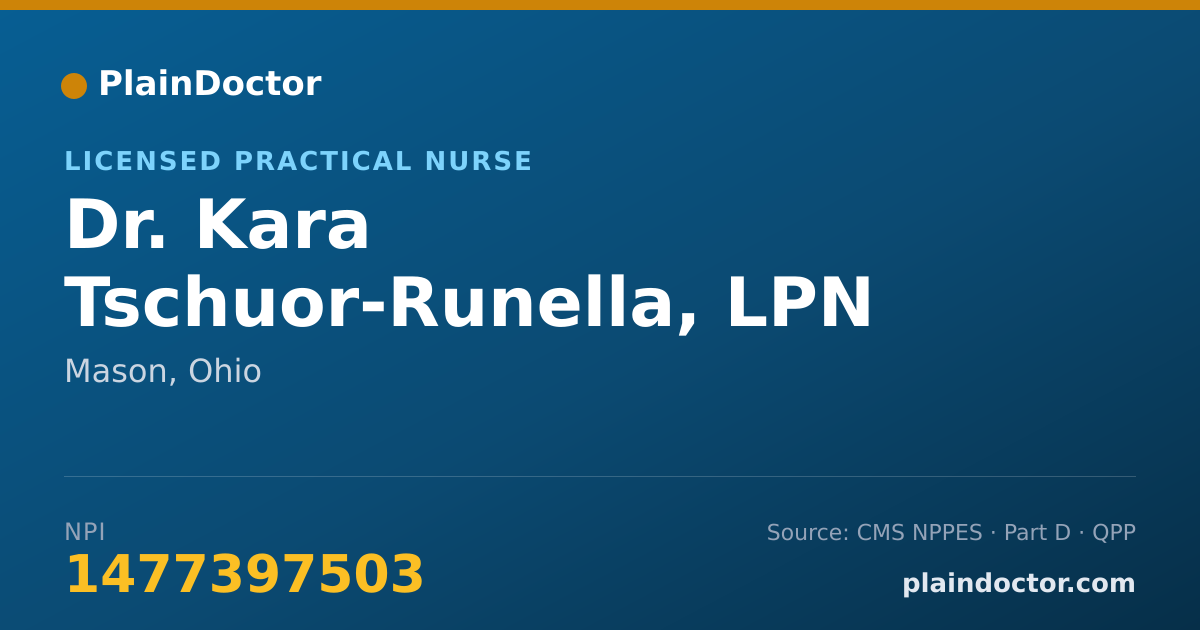 Shareable card for Kara Tschuor-Runella, LPN - Licensed Practical Nurse, Mason, OH