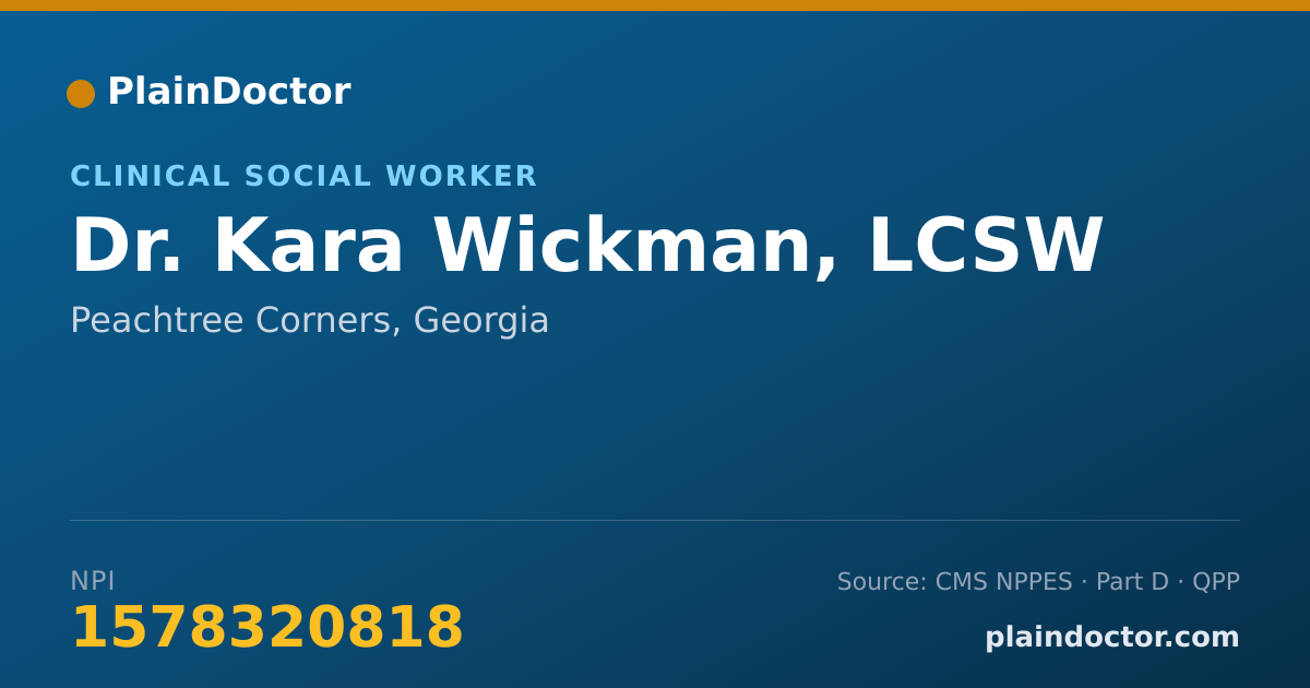 Shareable card for Kara Wickman, LCSW - Clinical Social Worker, Peachtree Corners, GA