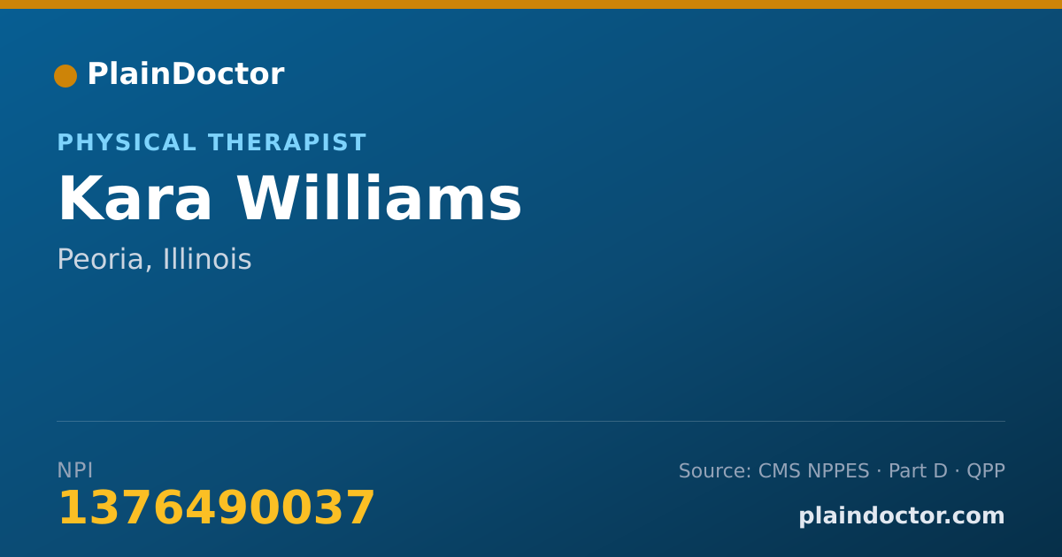 Shareable card for Kara Williams - Physical Therapist, Peoria, IL