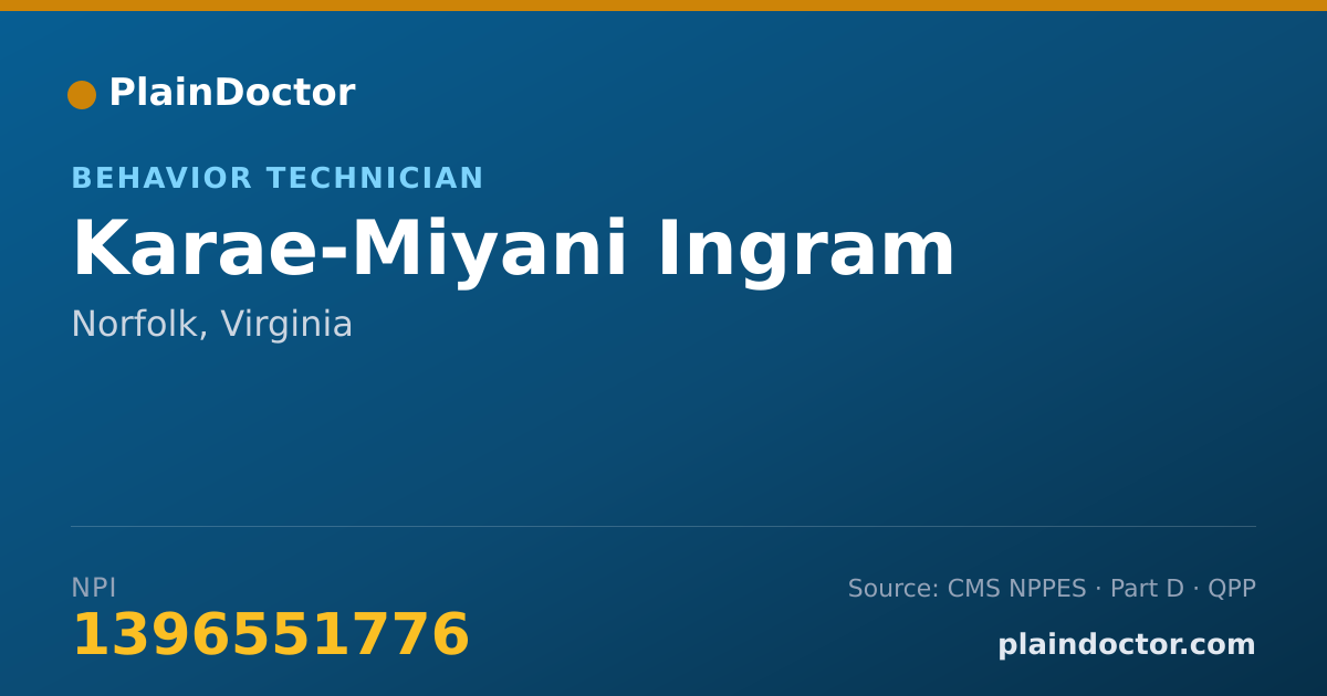 Shareable card for Karae-Miyani Ingram - Behavior Technician, Norfolk, VA