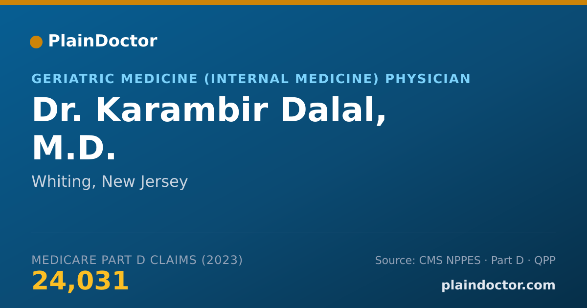 Shareable card for Karambir Dalal, M.D. - Geriatric Medicine (Internal Medicine) Physician, Whiting, NJ
